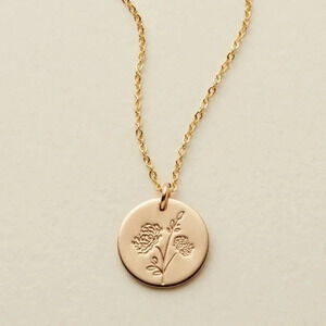 November Chrysanthemum Birth Flower Charm Necklace